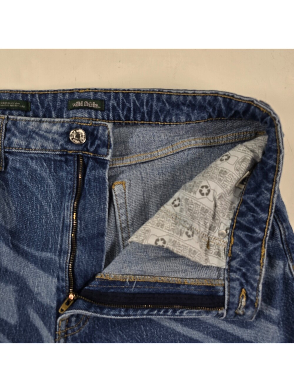 Wild Fable Jeans Women's 14/32R (32x30) Blue Marble Swirl Highest Rise Baggy - Picture 3 of 9